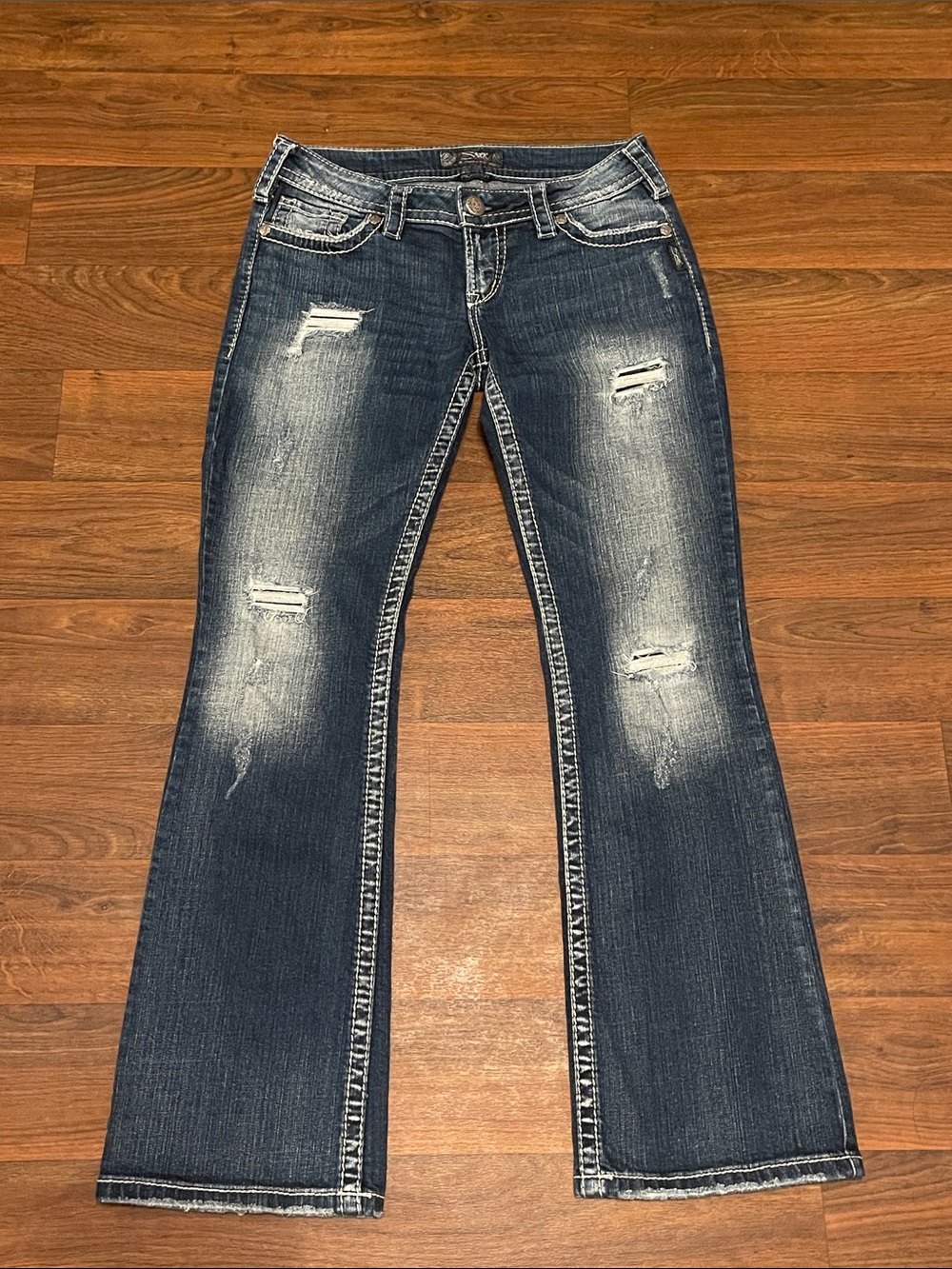 Silver Pioneer Dark Wash Bootcut Jeans Size 28x31